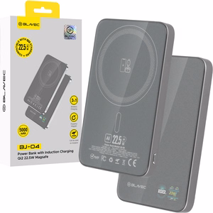 Blavec Power Bank 5000mAh BJ-04 Ultra Slim 7,8mm - Type C - 22,5W магнитный Magsafe 3 в 1 (PBBJ04-MC5G) серое стекло