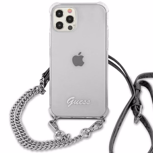 Guess GUHCP12MKC4GSSI iPhone 12/12 Pro 6.1" прозрачный жёсткий чехол 4G Silver Chain