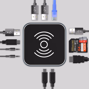 Hub USB-C 12 in 1 Wozinsky WHBC09Y8S multifunctional, with juhtmevaba charging function, aluminum, with 15 cm kaabel - hall