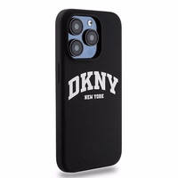 DKNY Liquid Silicone Valge Printed Logo MagSafe iPhone 15 Pro Ümbris - Must