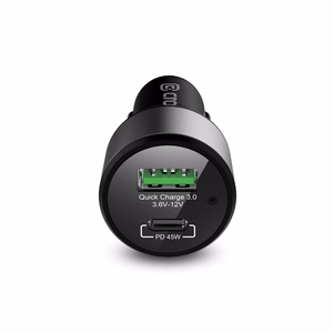 Crong Power 63 W autolaadija USB-C PD 45 W ja USB-A QC 3.0 18 W portidega, must