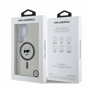 Karl Lagerfeld Button Choupette Head Printed Logo MagSafe Samsung Galaxy S25 Ultra ümbris must