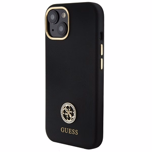 Guess Silicone Logo Strass 4G чехол для iPhone 15 - чёрный