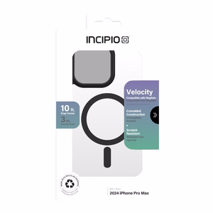 Incipio Velocity MagSafe'i toega ümbris mudelile iPhone 16 Pro Max, läbipaistev musta servaga