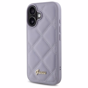 Guess Quilted Metal Logo ümbris jaoks iPhone 16 - light lilla