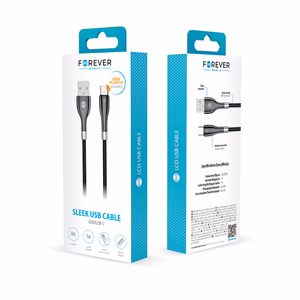 Forever Sleek kaabel USB - USB-C 1,0 m 3A must