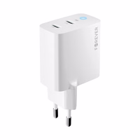 Forever TC-06-65CC GaN PD QC laadija 2x USB-C 65W valge
