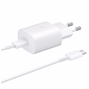 Samsung 25W EP-TA800EWE USB-C wall laadija koos Samsung EP-DA705BWE USB-C / USB-C kaabel replacement packaging - valge