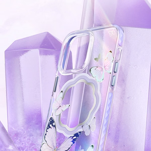 Kingxbar Butterfly seeria magnetiline ümbris iPhone 14 Plus MagSafe ümbris liblikatega roosa