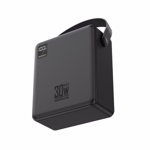 Wozinsky W8-B 100000mAh 30W akupank, 2xUSB-A, 2xUSB-C, taskulambiga, must