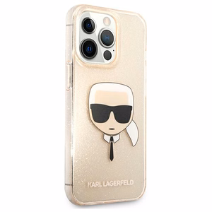Karl Lagerfeld Glitter Karl's Head чехол для iPhone 13 Pro / iPhone 13 - золотой