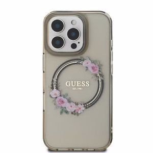 Guess IML Flowers Wreath MagSafe Ümbris jaoks iPhone 16 Pro - Must