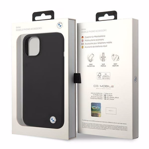 BMW Silicone Metal Logo Ümbris jaoks iPhone 14 - must