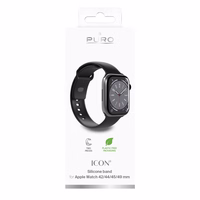 Puro Icon Silicone Strap jaoks Apple Watch 42 / 44 / 45 / 49 mm - Must (2 pcs.)