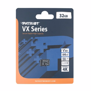 Mälukaart PATRIOT VX Series 32GB MicroSDXC V30 Class 10 UHS-I U3 4K UHD (PSF32GVX31MCH)