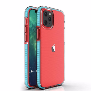 Spring Case selge TPU geelist kaitsekate värvilise raamiga iPhone 13 mini helesinine