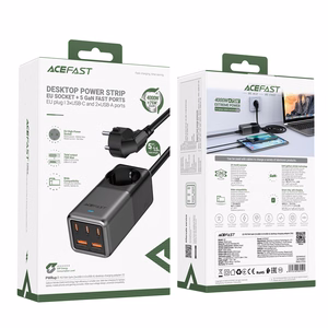 Acefast Z2 GaN 75W PD desktop Laadija 3x USB-C 2x USB-A - must and hall