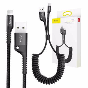 Baseus пружинный кабель Lightning 1 м 2A (чёрный)