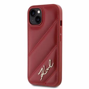 Karl Lagerfeld Diagonal Quilted Script ümbris jaoks iPhone 15 / 14 / 13 - punane