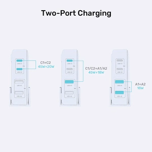 GaN võrgulaadija - Unitek P1228AWH01-EU | 70W 2x USB-C 2x USB-A