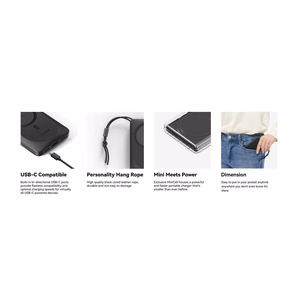 VEGER powerbank 10000 mAh with juhtmevaba charging compatible with MagSafe PD QC3.0 2A 20W MagOn (VP1151 / W1151) valge