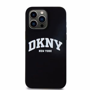 DKNY Liquid Silicone Valge Printed Logo MagSafe ümbris jaoks iPhone 15 Pro Max - must