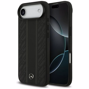 Mercedes Leather Laurel Leaves Stripes MagSafe чехол для iPhone 17 Air - черный