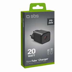 SBS TETRGAN1C20K 20W GaN USB-C Wall Laadija koos Power Delivery - must