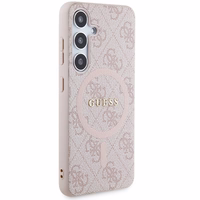 Guess 4G Collection Leather Metal Logo MagSafe Ümbris jaoks Samsung Galaxy S24 - roosa