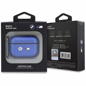 BMW M Carbon metalllogoga ümbris AirPods Pro 3 jaoks, helesinine