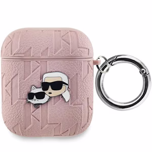 Karl Lagerfeld Monogram Karl & Choupette Head ümbris jaoks AirPods 1 / 2 - roosa