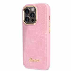 Guess Croco Collection ümbris jaoks iPhone 14 Pro - roosa