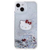 Hello Kitty Liquid Glitter Charms Kitty Head ümbris jaoks iPhone 14 - hõbedane
