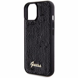 Guess Sequin Script Metal чехол для iPhone 14 / 15 / 13 - чёрный