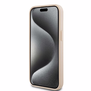 DKNY Leather Mono Stripe & Metal Logo ümbris jaoks iPhone 15 / 14 / 13 - roosa