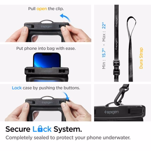 Spigen Aqua Shield A621 veekindel puusakott + ujuv ümbris - must
