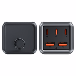 Acefast Z2 GaN 75W PD desktop Laadija 3x USB-C 2x USB-A - must and hall
