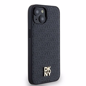 DKNY Leather Monogram Pattern Metal Logo MagSafe Ümbris jaoks iPhone 15/14/13 - Must
