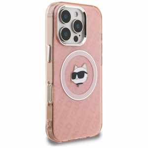 Karl Lagerfeld IML Choupette Head Logo MagSafe Ümbris iPhone 16 Pro - roosa