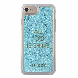 Guess GUHCP7GLUQBL iPhone 6/7/8 /SE 2020 / SE 2022 синий/синий жёсткий чехол Liquid Glitter Party