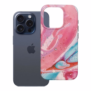 Ümbris jaoks iPhone 15 PRO Forcell F-Protect Mirage compatible with Magsafe Military Drop-Test roosa marble