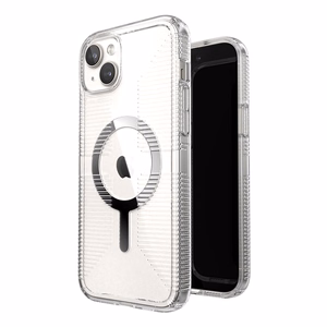 Speck GemShell Grip MagSafe ümbris seadmele iPhone 15 Plus / 14 Plus, läbipaistev kroomivärvi detailidega