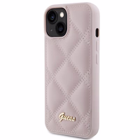 Guess Quilted Metal Logo ümbris jaoks iPhone 15 - roosa