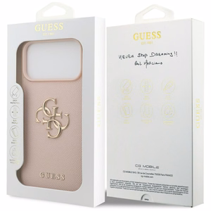 Guess Grained Big 4G & Classic Logo Ümbris jaoks iPhone 17 Pro Max - Roosa
