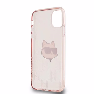 Karl Lagerfeld IML Choupette Head & Monogram ümbris jaoks iPhone 11 / Xr - roosa