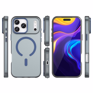 Magnetic Abrasive iPhone 17 Pro Ümbris Compatible with MagSafe - Matt Sinine