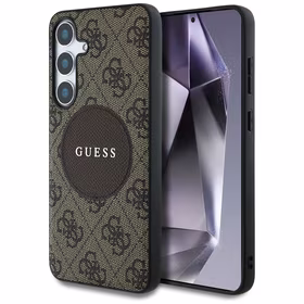 Guess 4G Round Patch Classic Logo MagSafe Ümbris jaoks Samsung Galaxy S25 Plus Brown