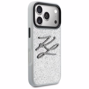 Karl Lagerfeld IML Glitter KL Diamond Logo ümbris for iPhone 17 Pro - hõbedane