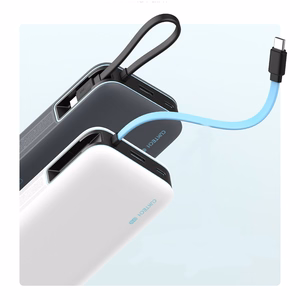 Cuktech CUKP200NGLLG sisseehitatud USB-C-kaabliga akupank, 20000 mAh, 55 W, valge