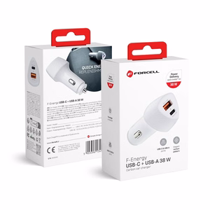 Автомобильное зарядное устройство Forcell F-Energy Carbon USB C + USB A QC3.0 PD 3A 38W CC50-1A1C белое